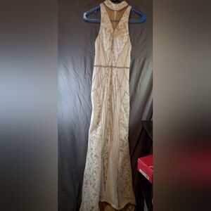 Elegant Jasz Couture Cream Sleeveless Dress